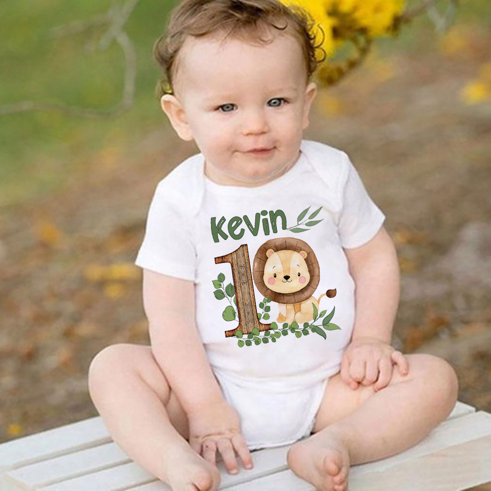 Baby Clothing Name - Personalised Safari Animal with Name Baby